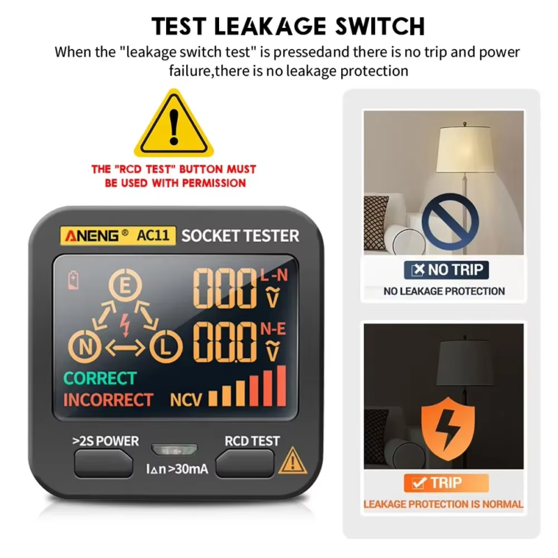 AC11 Digital Smart Socket Tester Multifunction Socket Voltage Test Socket Detect