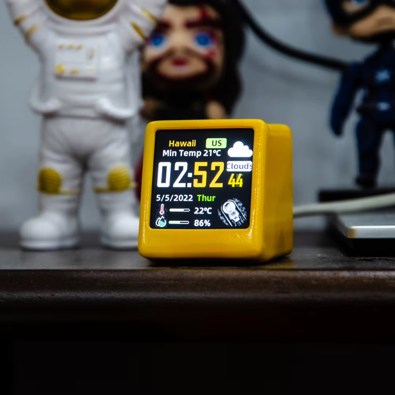 Tuya Wifi Illumination Clock Battery Powered 4 in 1 Smart Temperature Humidity S