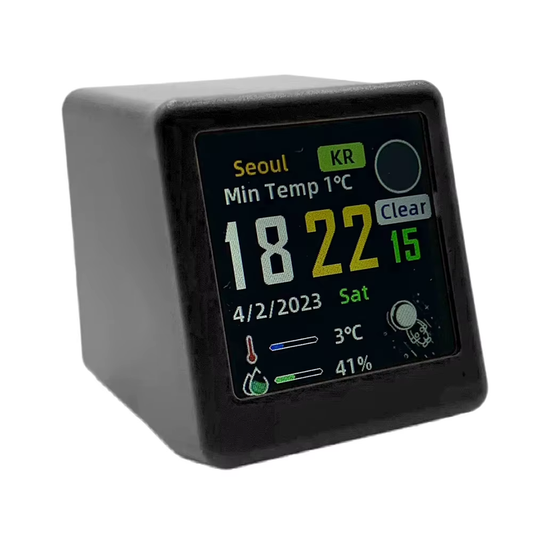 Tuya Wifi Illumination Clock Battery Powered 4 in 1 Smart Temperature Humidity S