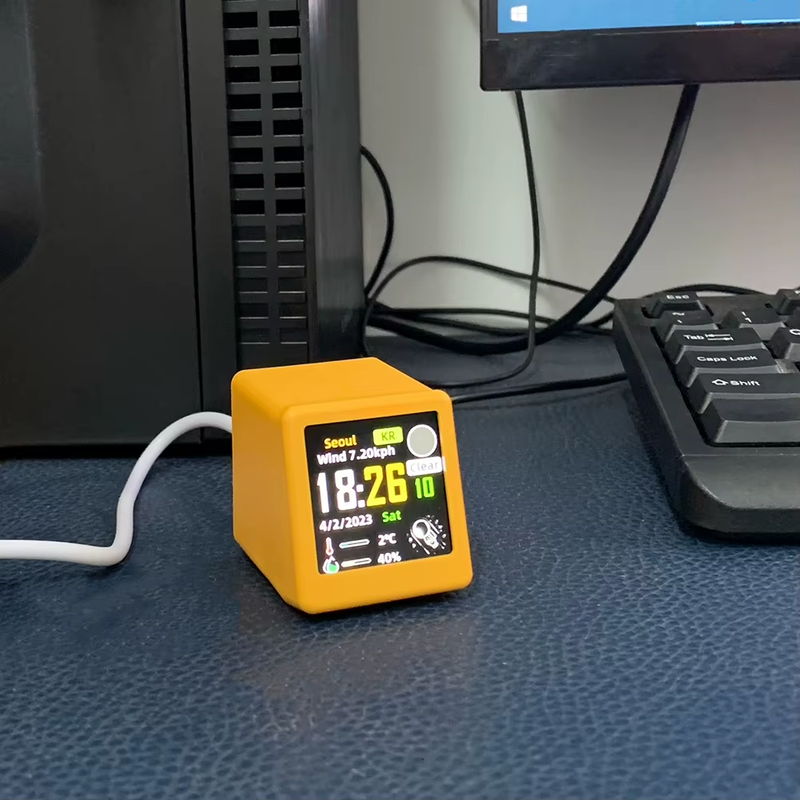 Tuya Wifi Illumination Clock Battery Powered 4 in 1 Smart Temperature Humidity S