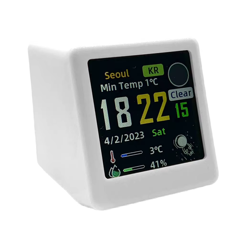 Tuya Wifi Illumination Clock Battery Powered 4 in 1 Smart Temperature Humidity S