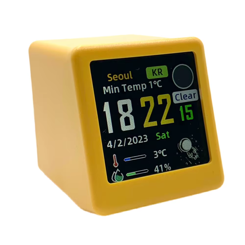 Tuya Wifi Illumination Clock Battery Powered 4 in 1 Smart Temperature Humidity S