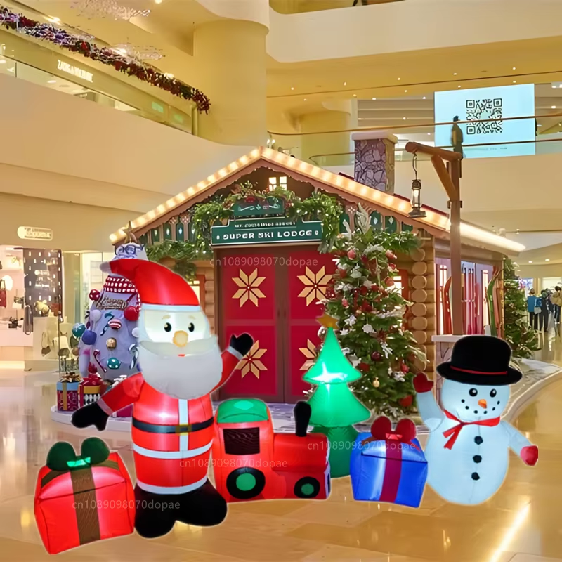 9FT Christmas Inflatable Santa Claus Snowman and Tree Train Gift Pack Combinatio