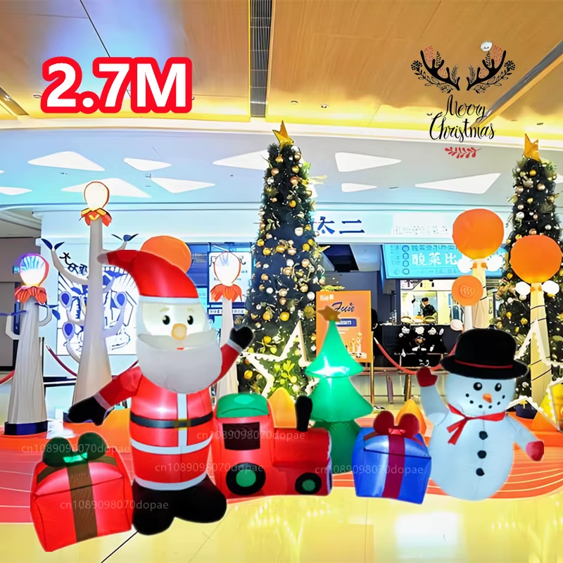 9FT Christmas Inflatable Santa Claus Snowman and Tree Train Gift Pack Combinatio