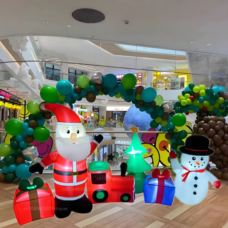 9FT Christmas Inflatable Santa Claus Snowman and Tree Train Gift Pack Combinatio
