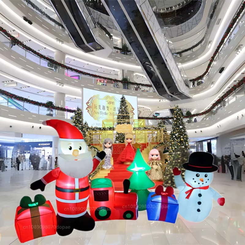 9FT Christmas Inflatable Santa Claus Snowman and Tree Train Gift Pack Combinatio