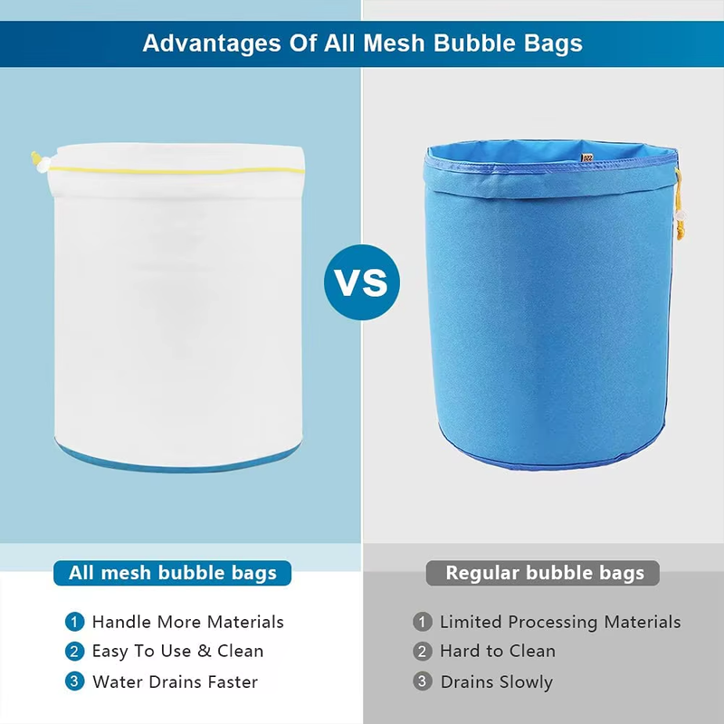 1Gallon 5Bags Kit All Mesh Bubble Bags Hash Ice Filter Extraction Bag Press Scre