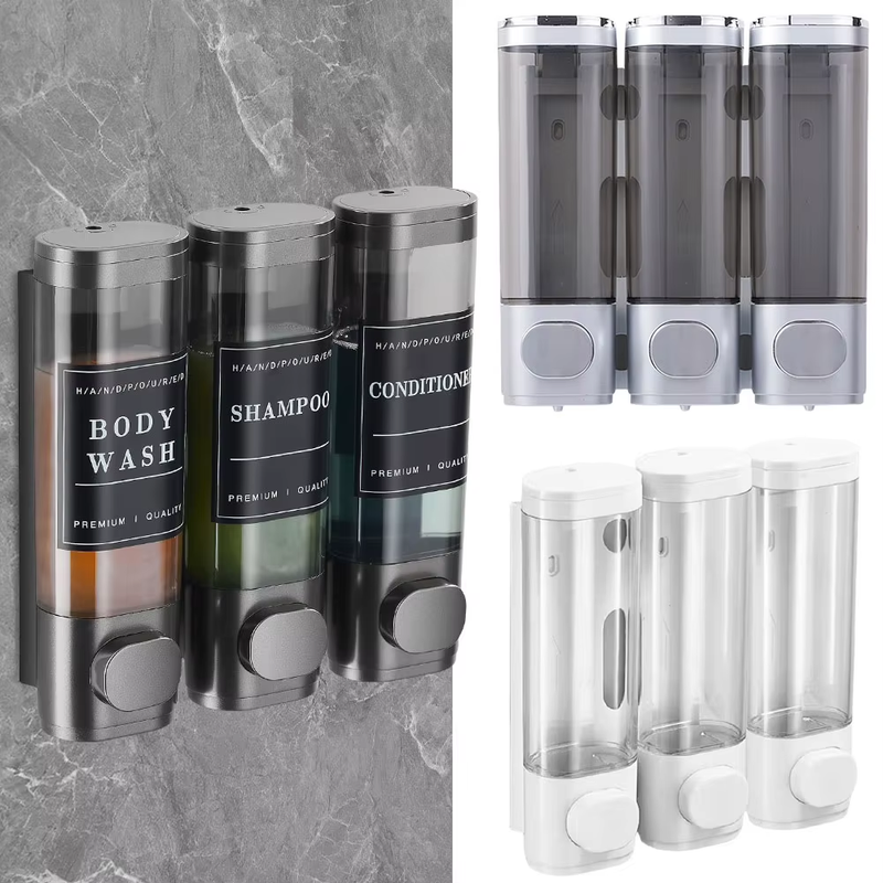 Shampoo and Conditioner Dispenser 3 Chamber Shower Soap Dispenser No Drill Shamp