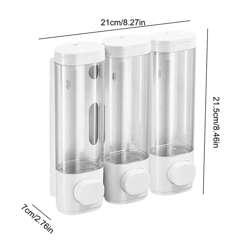 Shampoo and Conditioner Dispenser 3 Chamber Shower Soap Dispenser No Drill Shamp