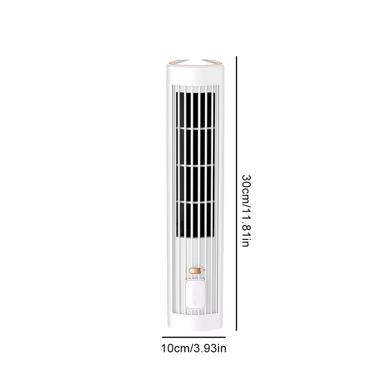 Portable Desk Fan Bladeless Tower Fan USB Rechargeable 3 Speed Mini Vertical Air