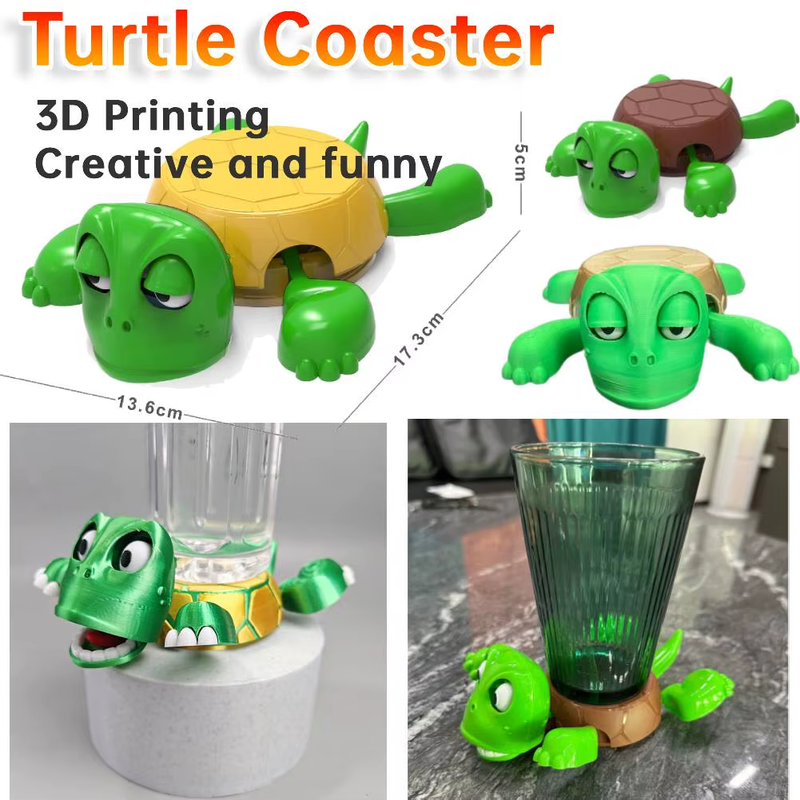 Turtle Coasters Creative Novelty Tea Coffee Mug 3D Printed Drinks Holder Decorat