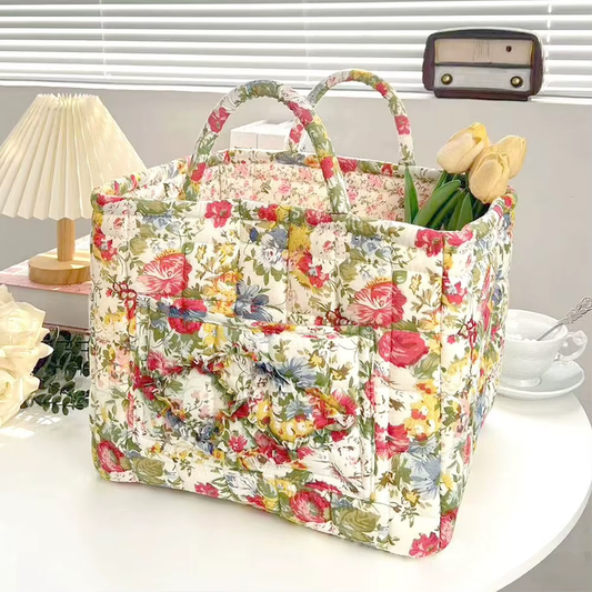 Boho Style Fabric Storage Basket for Flower & Clothes & Sundries with Handle Lar