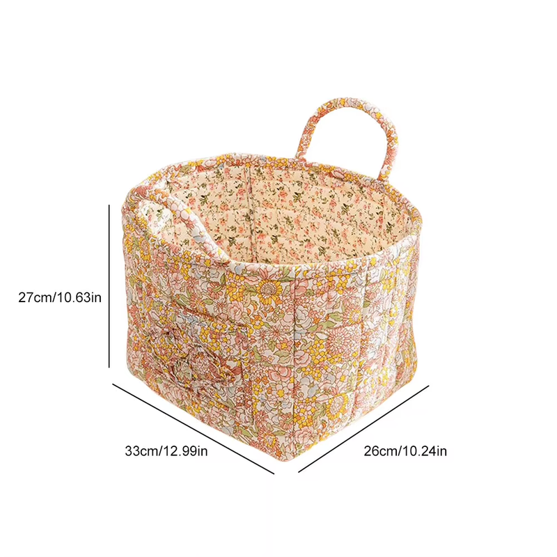 Boho Style Fabric Storage Basket for Flower & Clothes & Sundries with Handle Lar