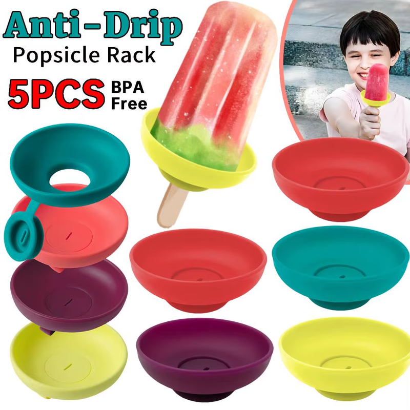 5 Pcs Drip-Proof Popsicle Rack for Summer Silicone Anti-Drip Ice Cream Bracket R