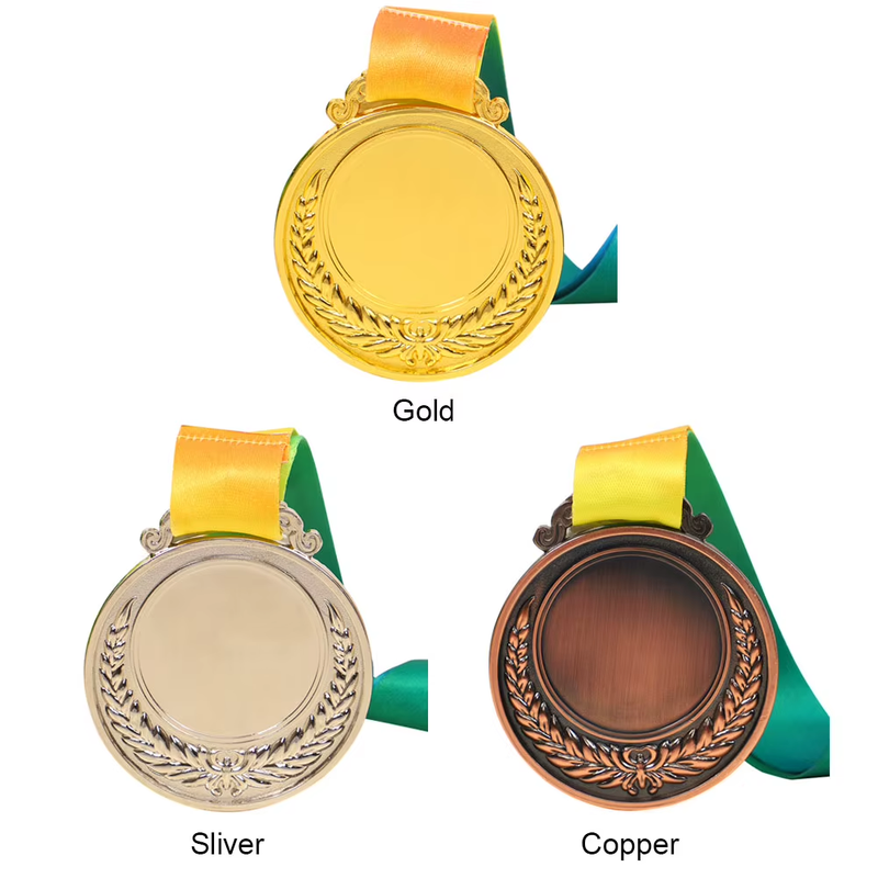 2 Inches Gold Silver Bronze Award Medal with Neck Ribbon Gold Silver Bronze Priz