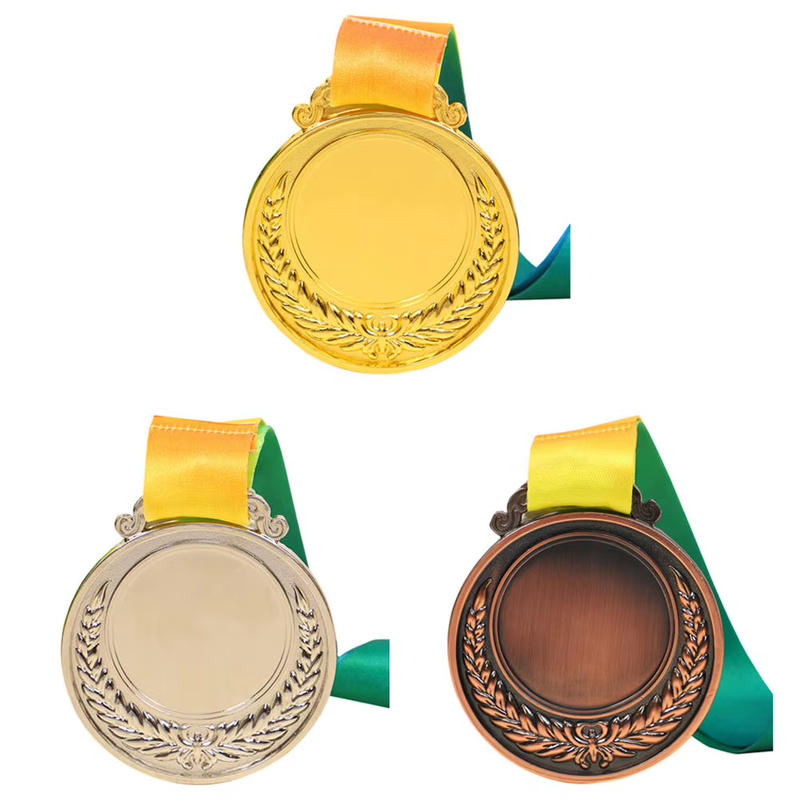 2 Inches Gold Silver Bronze Award Medal with Neck Ribbon Gold Silver Bronze Priz
