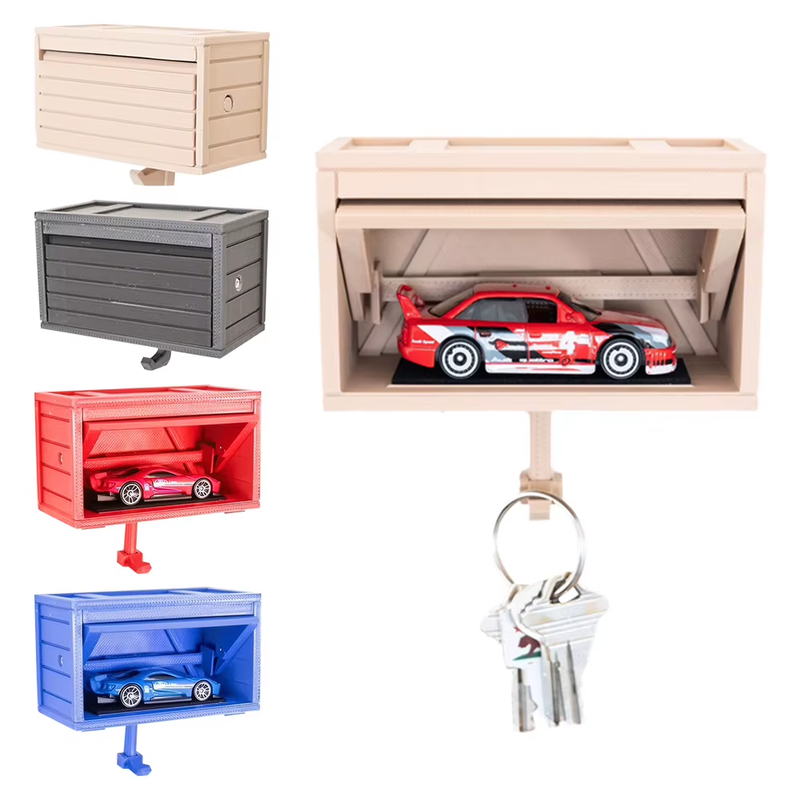 Fun Car Garage Key Holder with Opening Door Key Organizer Wall Mount Key Rack fo