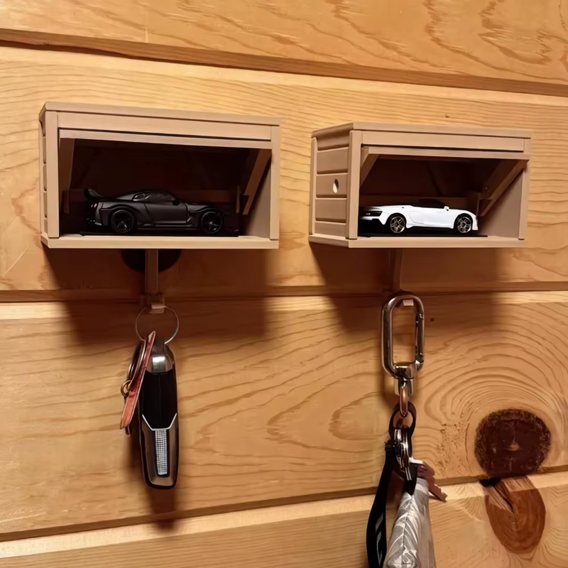 Fun Car Garage Key Holder with Opening Door Key Organizer Wall Mount Key Rack fo