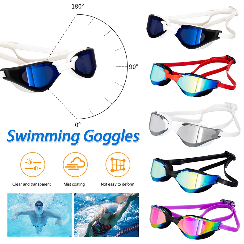 Professional Swim Glasses UV Protection Electroplate Diving Glasses No Leaking S