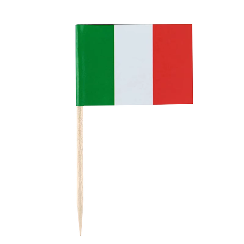 100Pcs Italy National Flags Wood Italian Cupcake Toppers Stick Banners Creative