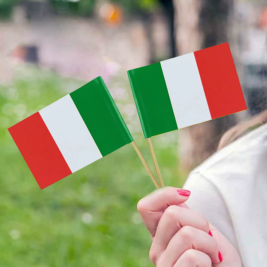 100Pcs Italy National Flags Wood Italian Cupcake Toppers Stick Banners Creative