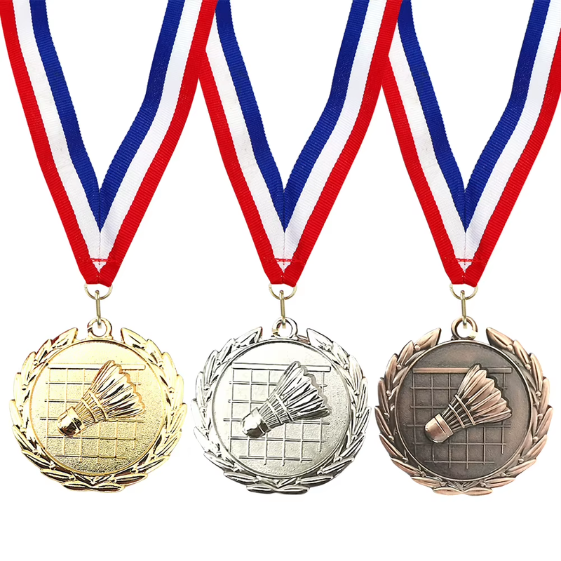 5Cm Badminton Medal Sports Medals with Neck Ribbon Metal Winner Medals Badminton