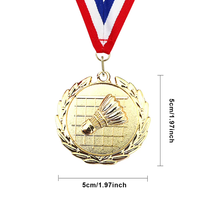 5Cm Badminton Medal Sports Medals with Neck Ribbon Metal Winner Medals Badminton