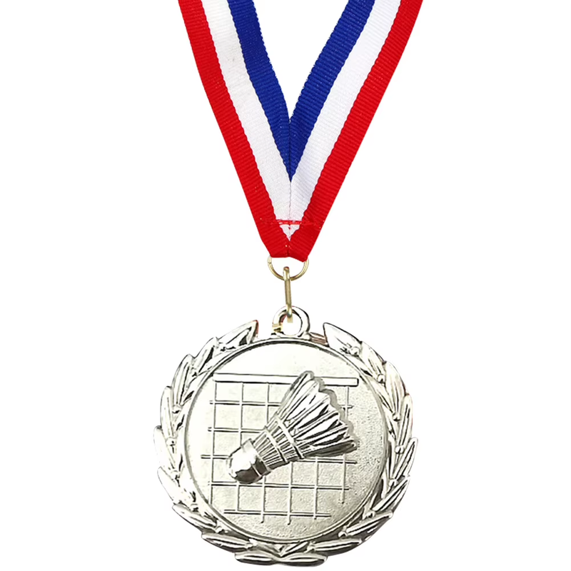 5Cm Badminton Medal Sports Medals with Neck Ribbon Metal Winner Medals Badminton