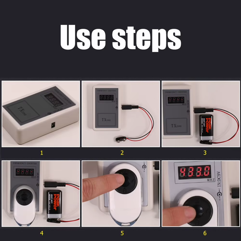 Handheld Remote Control Wireless Frequency Meter Counter Tester for Car Garage