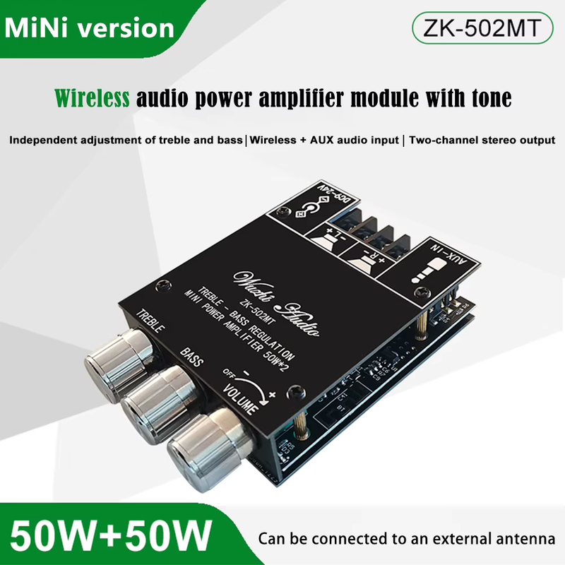 2X50W 2.0 Channel Stereo Subwoofer Amplifier Board with Accessories Bag Bluetoot