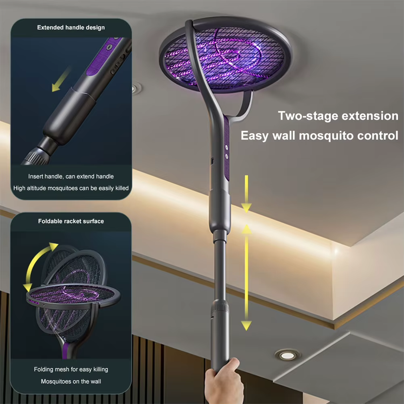 Rotating Head Electric Fly Swatter 2 in 1 Rechargeable Fly Killer and Mosquito T