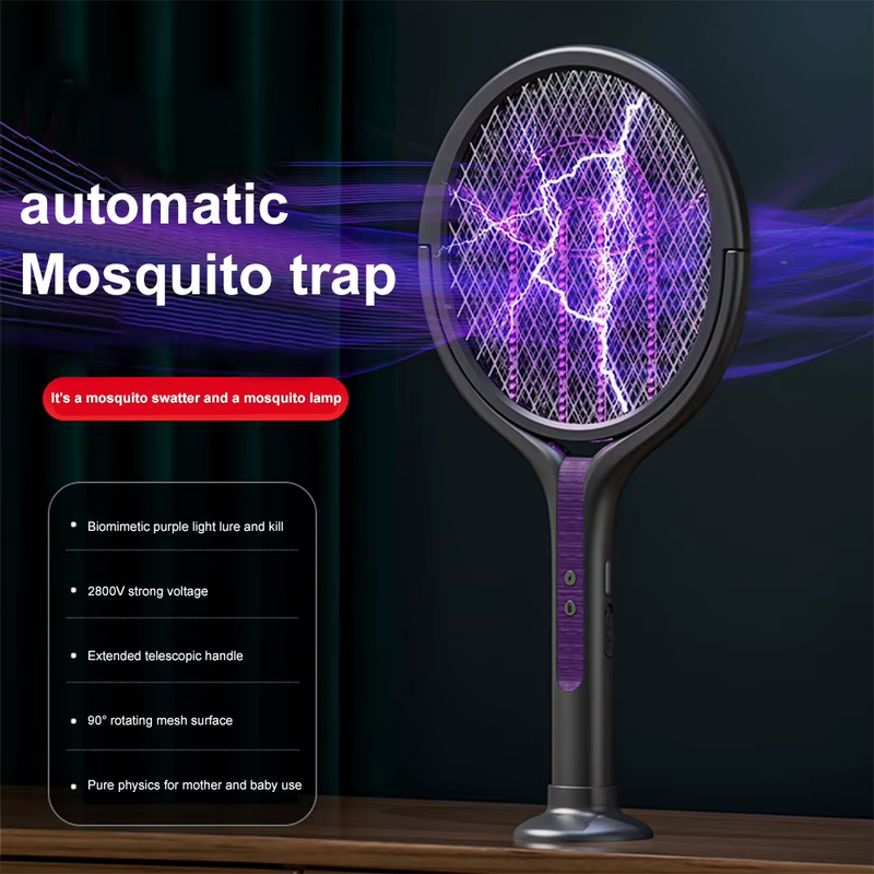 Rotating Head Electric Fly Swatter 2 in 1 Rechargeable Fly Killer and Mosquito T