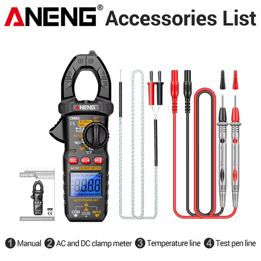 6000 Counts AC/DC Clamp Meter 600A Digital Current Voltage Diode Multimeter Reus