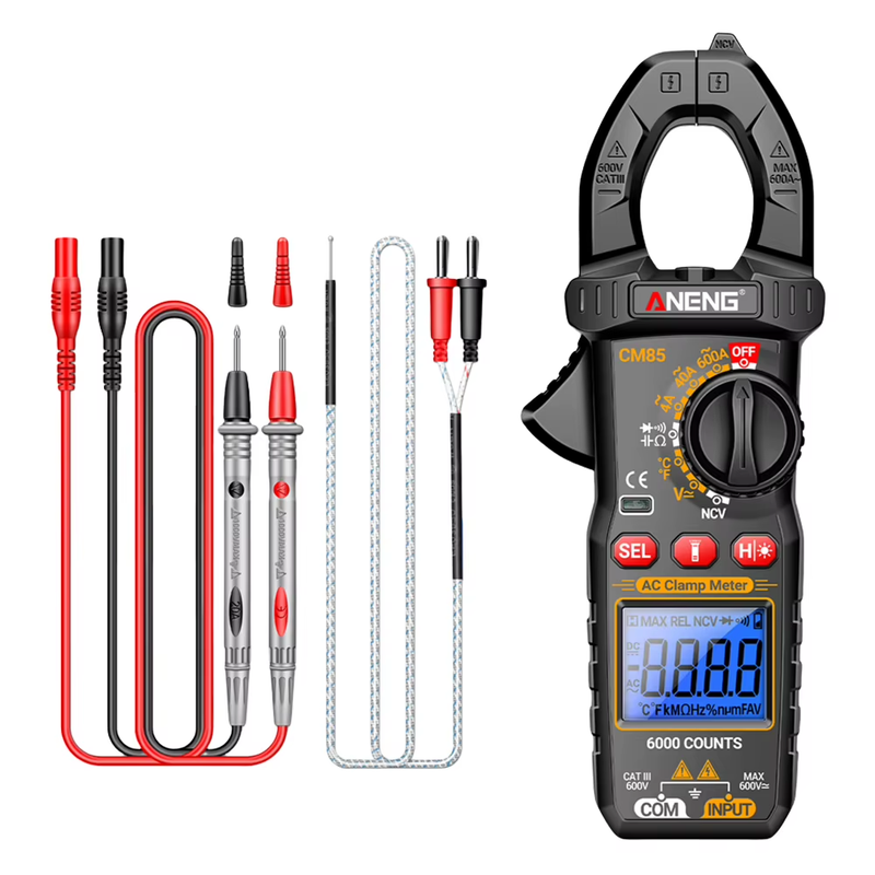 6000 Counts AC/DC Clamp Meter 600A Digital Current Voltage Diode Multimeter Reus
