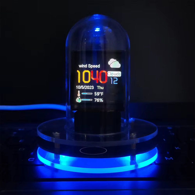 Smart Wifi Glow Tube Clock Weather Station WIFI Bitcoin Price Tracker Cyberpunk