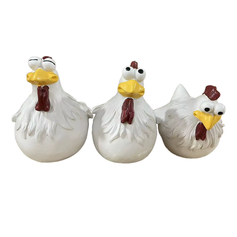 3Pcs Rooster Decor Resin Crafts Ornament Desktop Ornament Chicken Fence Decor Ch