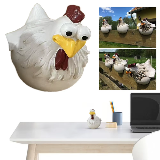 3Pcs Rooster Decor Resin Crafts Ornament Desktop Ornament Chicken Fence Decor Ch