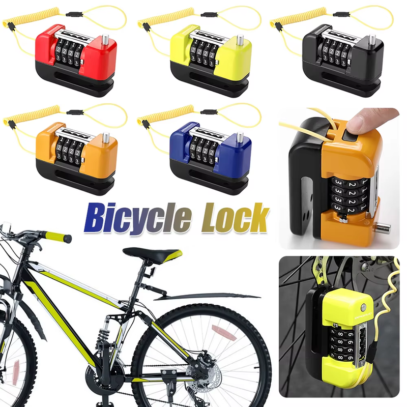 Motorcycle Safety Disc Wheel Lock Waterproof Bicycle Password Lock Bike Disc Bra