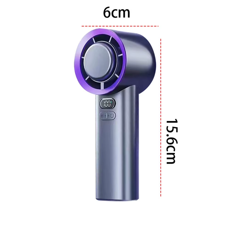 Portable Handheld Fan with 6M/S Wind with 100 Gears Adjustable Rechargeable Port