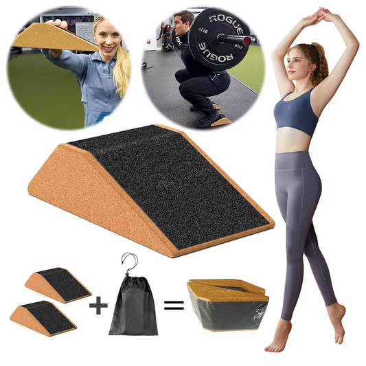 2Pcs Squat Wedge Block Cork Professional Ramp Platform Calf Raise Block for Lowe