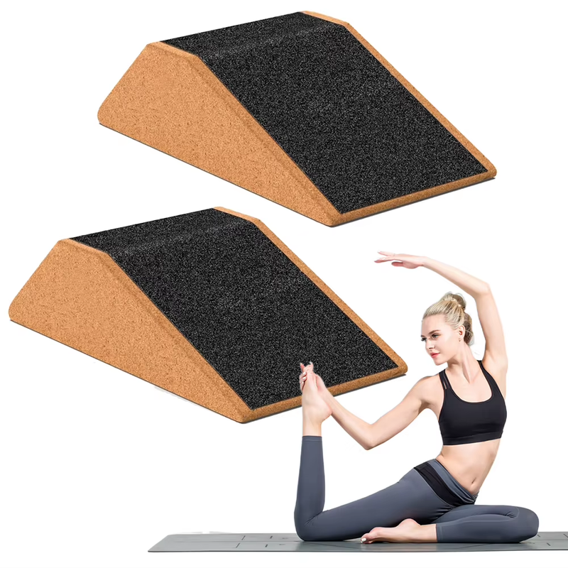 2Pcs Squat Wedge Block Cork Professional Ramp Platform Calf Raise Block for Lowe