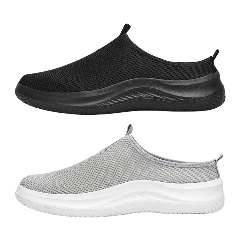 Men Large Size Running Sneaker Wear-Resistant Mesh Half Slippers Casual Walking