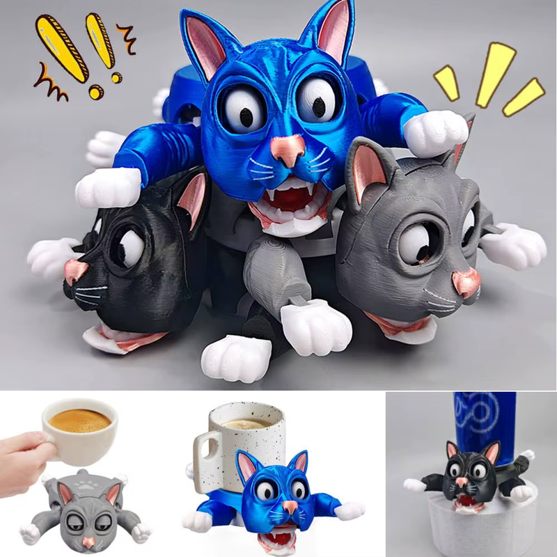 Creative Cat Coasters Funny Panicked 3D Printed Cat Cup Pad Heat Insulated Novel