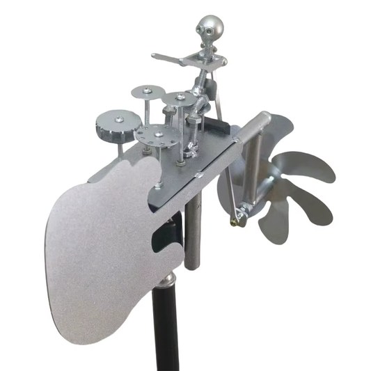 Handmade Metal Drummer Windmill Statue Decorative Beat the Drums with the Wind O