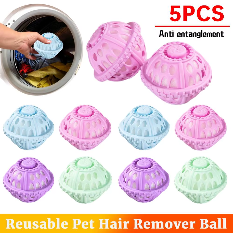 5Pcs Eco Friendly Dryer Balls Reusable Pet Hair Remover Ball Wear Resist Washing