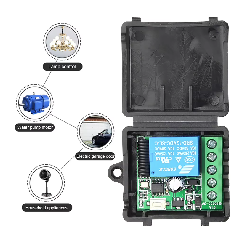 433Mhz Wireless Remote Control Switch 1CH Relay Receiver Module DC 12V RF Transm