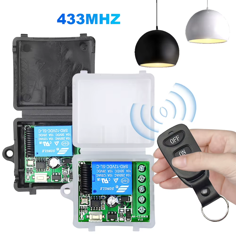 433Mhz Wireless Remote Control Switch 1CH Relay Receiver Module DC 12V RF Transm