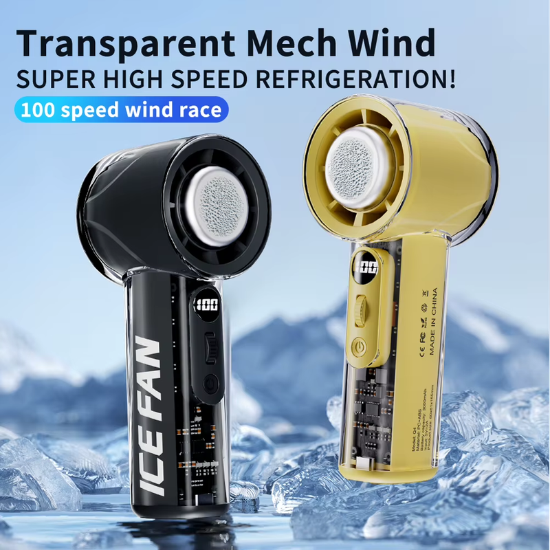 Rechargeable Handheld Turbo Fan with LED Digital Display 3000Mah Battery Wtih 10