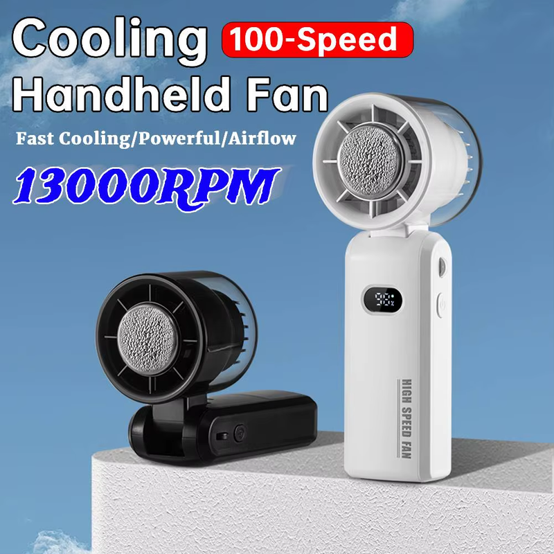 2025 New Handheld Turbo Fan 3600Mah Rechargeable Mini Pocket Air Cooling Fans wi