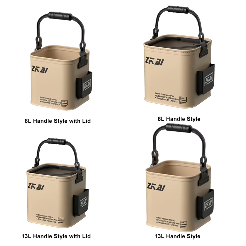 8L/13L Portable Fishing Water Pail Folding Fishing Bucket Handle Outdoor Bucket